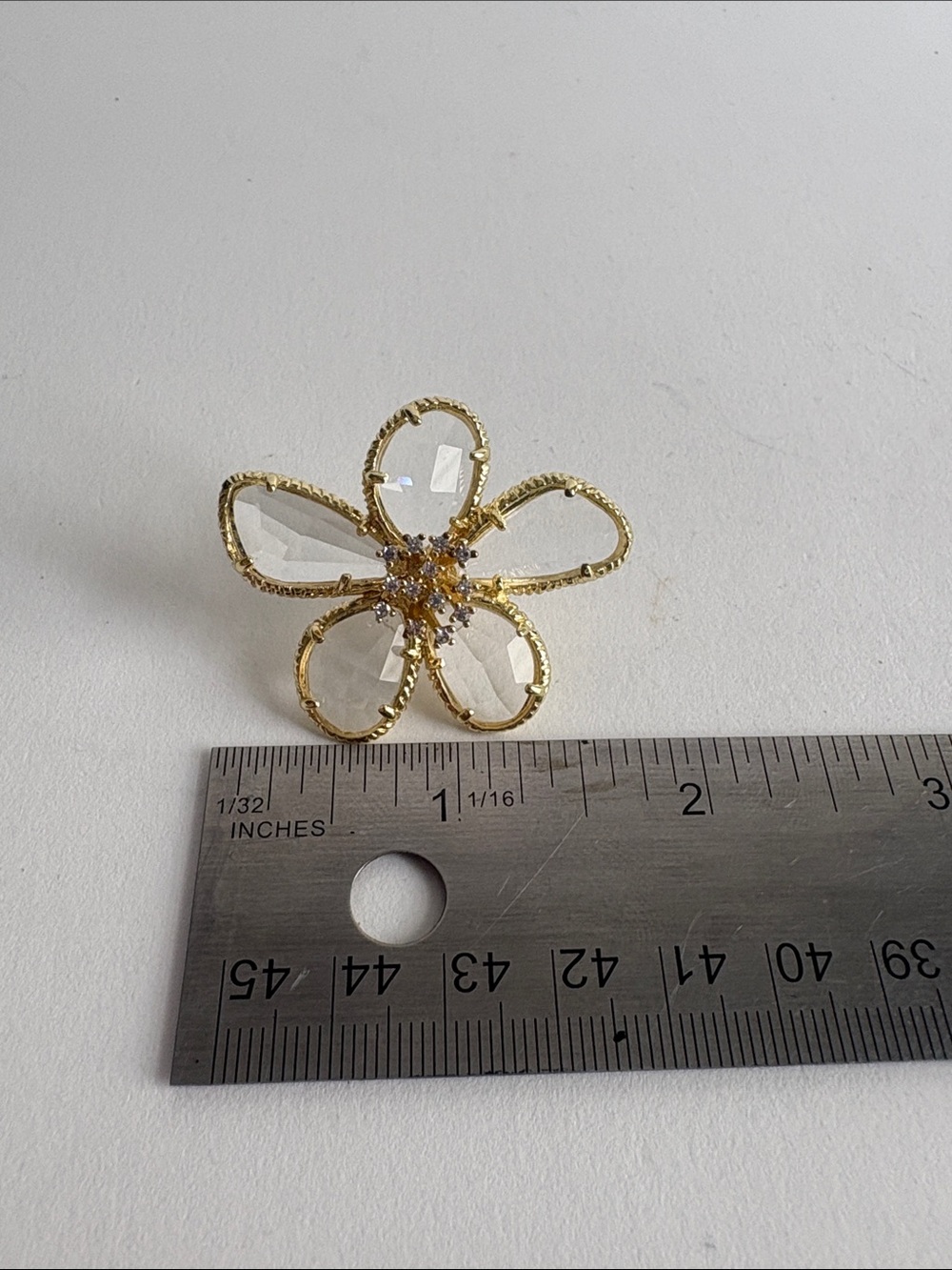 Crystal Flower Statement Earrings Gold Trim Women Jewelry - Picture 5 of 5